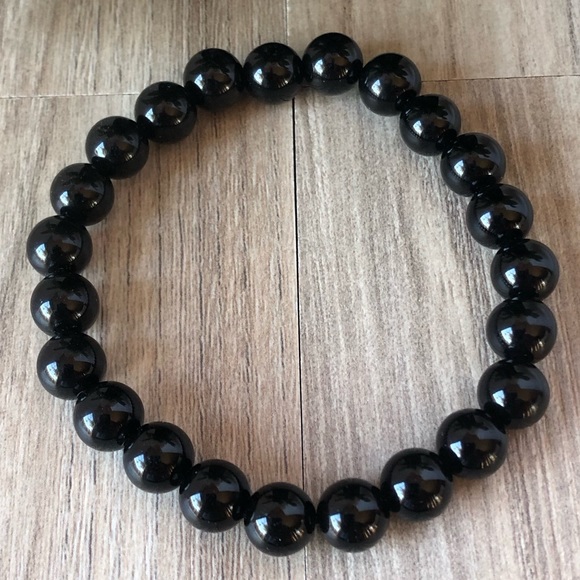 Obsidian Natural Stone Beads Stretchable Bracelet 7" - 8mm Beads Best Gift - Picture 2 of 2